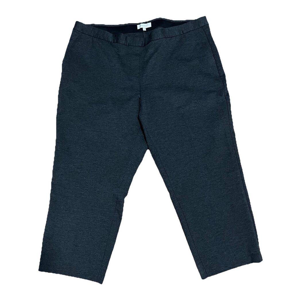 Talbots Plus Stretch Cropped Pants Size 24W Gray Elastic Waist Minimalist Career